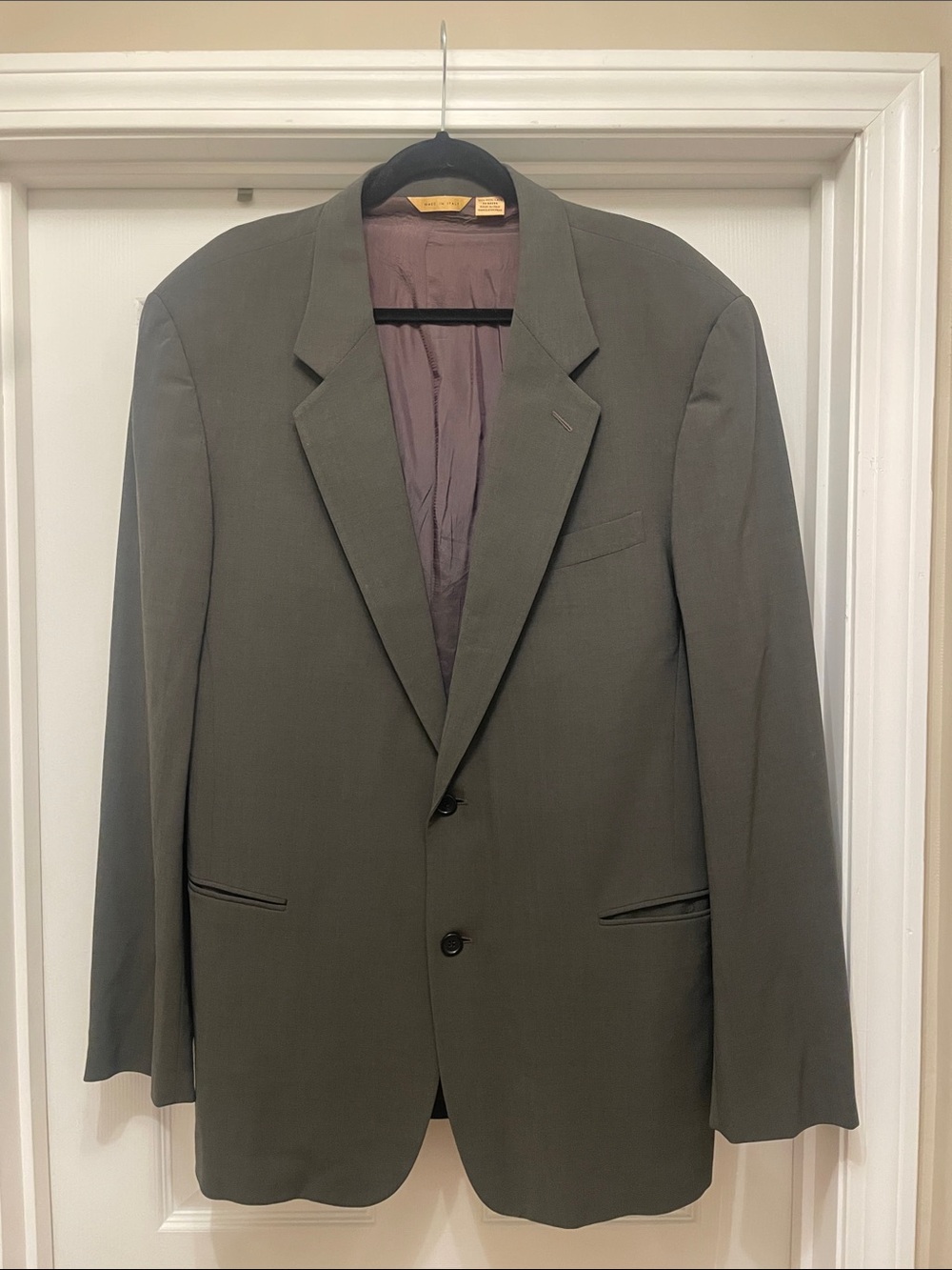 Donna Karan Signature Men's Olive Green Two-Button Suit Jacket Italian wool